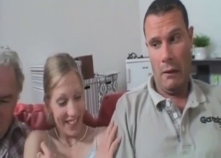 Mommy is sucking her son in front her daughter